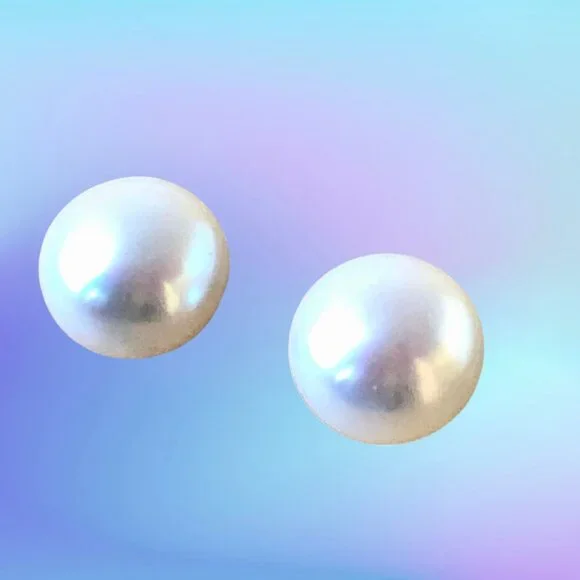 Mabe Pearl Stud Earrings Gold Posts